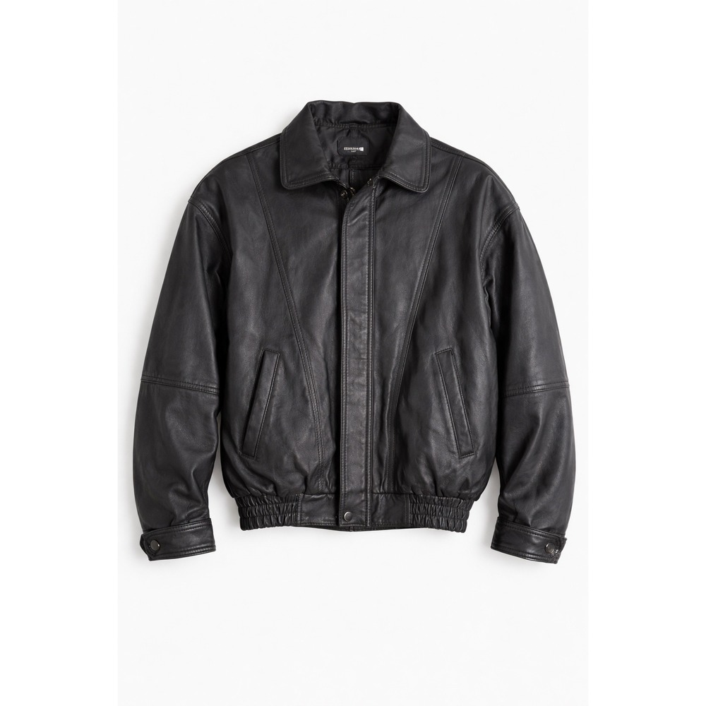 Mehmet & Elvis Leather Wear Mens Black Bomber Jacket Size M‎